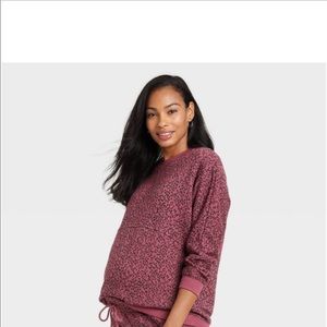 The Nines by HATCH™ French Terry Maternity Sweatshirt Medium Berry Leopard Print